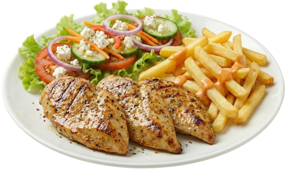 assiette poulet mariné